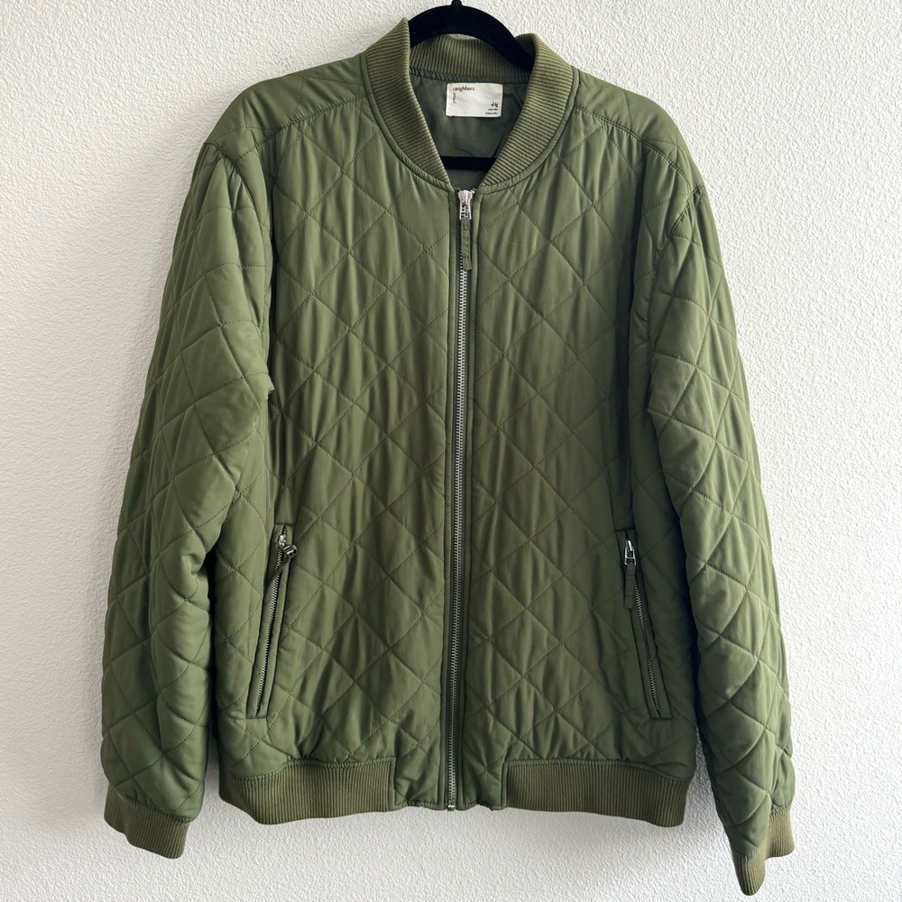 Urban Outfitters x Your Neighbors Devon Quilted Bomber Jacket Green